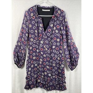 Diane von Furstenberg Drop Waist Dress 36" Bust Approx 6 Purple Ruffle Shift